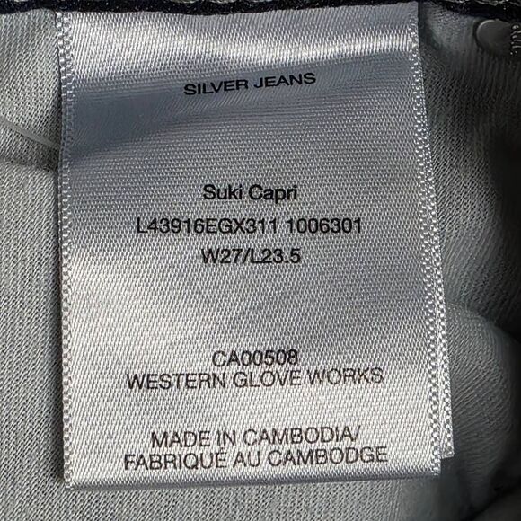 Silver Jeans Suki Capri W27/L23.5 Dark Wash Stretch - Picture 7 of 9